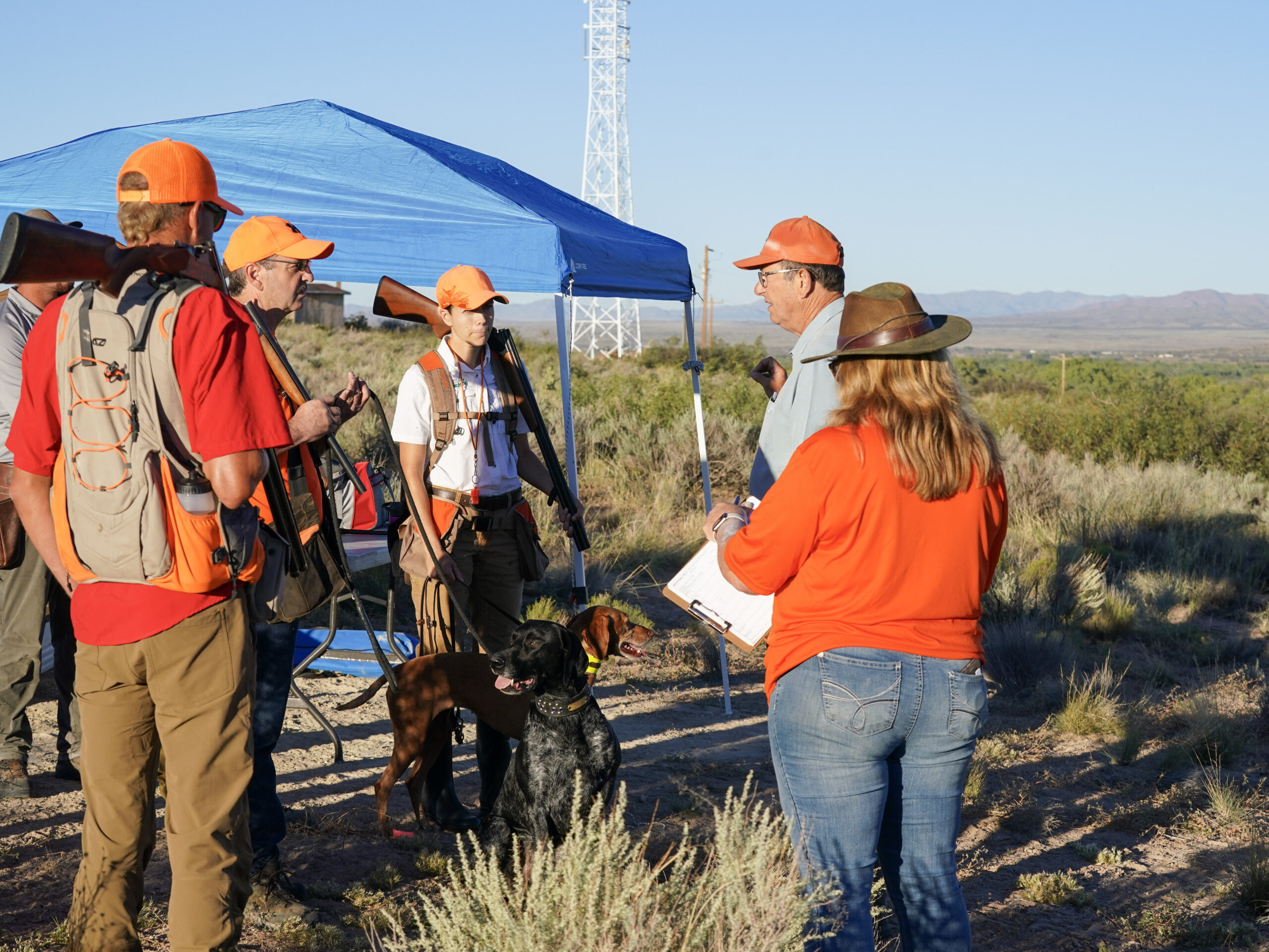 Talking to the judges at the NAVHDA Invitational