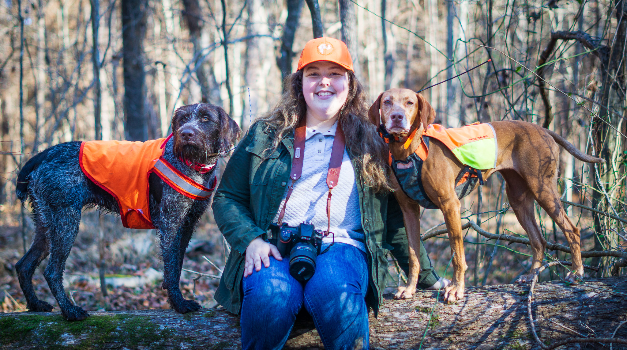 Kallie and Zara wear protective hunting vests